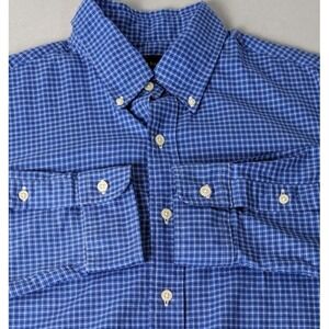 Ralph Lauren Mens Shirt Sz L Blue Plaid Check Long Sleeve Classic Fit Casual Top